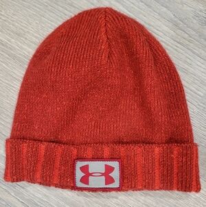 Under Armour Mens Red Knit Cuffed Beanie